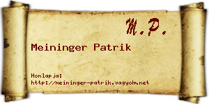 Meininger Patrik névjegykártya